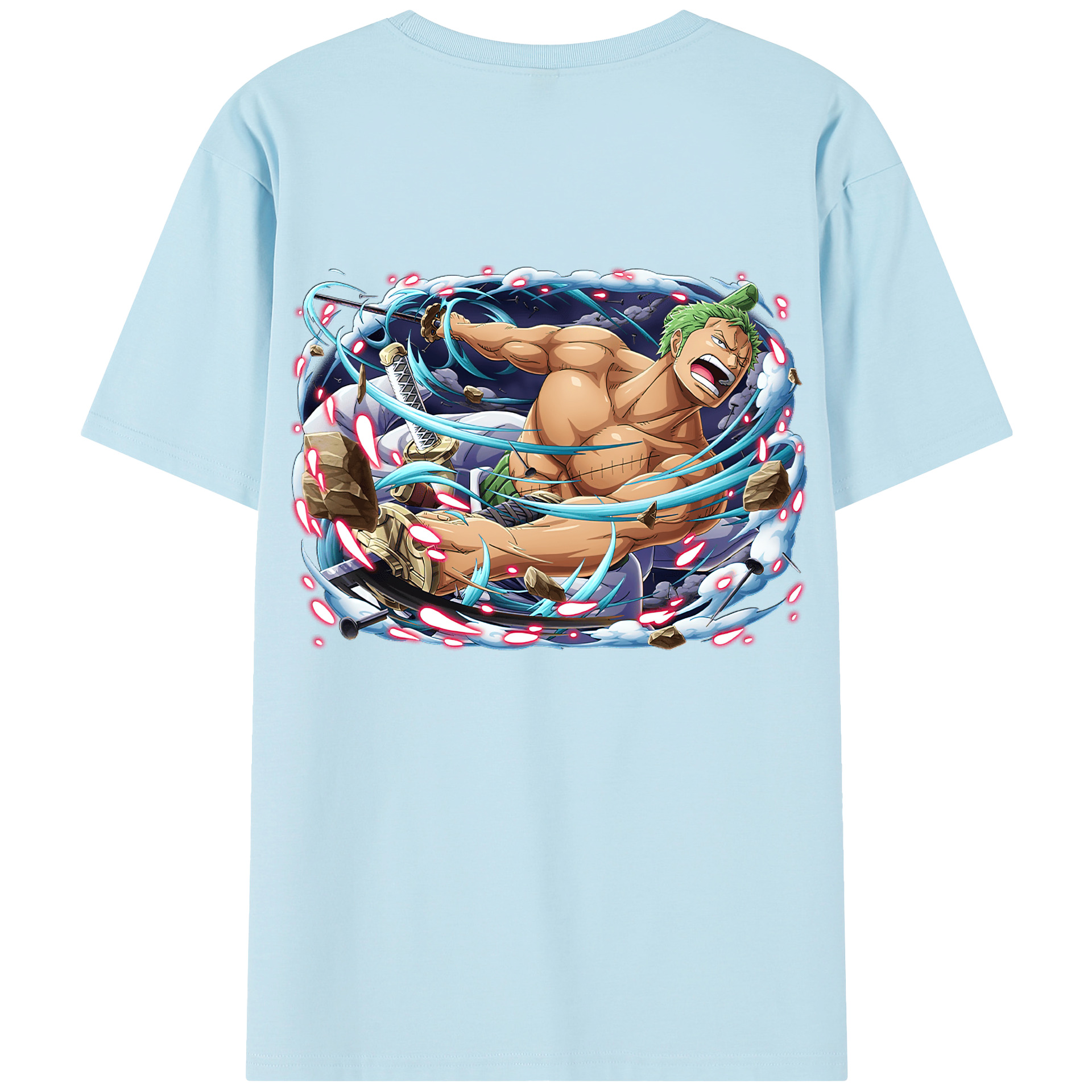 ワンピース ロロノア・ゾロ ONE PIECE Roronoa Zoro 綿100％半袖Tシャツ（背面プリント）